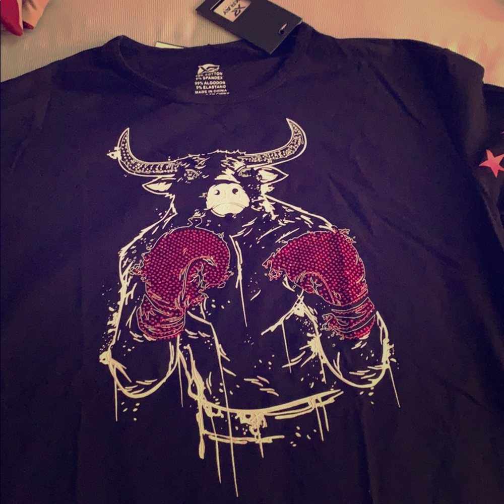 Fighting bull Rhine stone t shirt